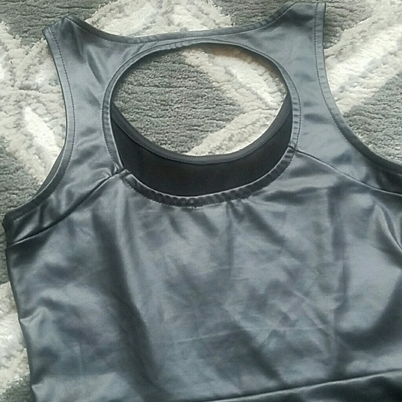 Kirra Vegan Leather Cutout Peplum Top - Picture 4 of 6